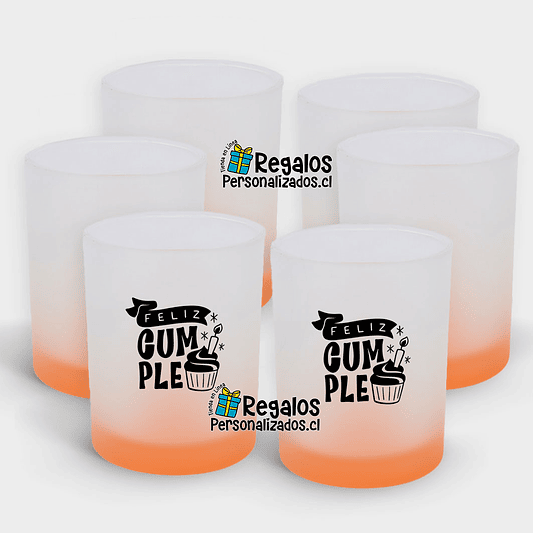 Set de 6 vasos de vidrio personalizados todos iguales 2