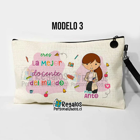 Estuche neceser diseño Profesora colores 6