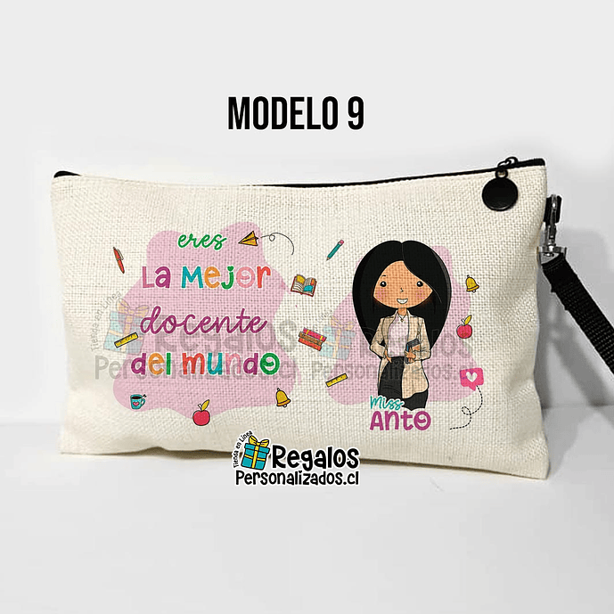 Estuche neceser diseño Profesora colores 12