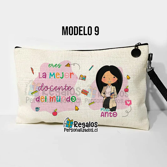 Estuche neceser diseño Profesora colores 12