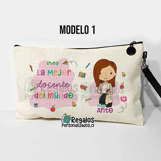 Estuche neceser diseño Profesora colores 4