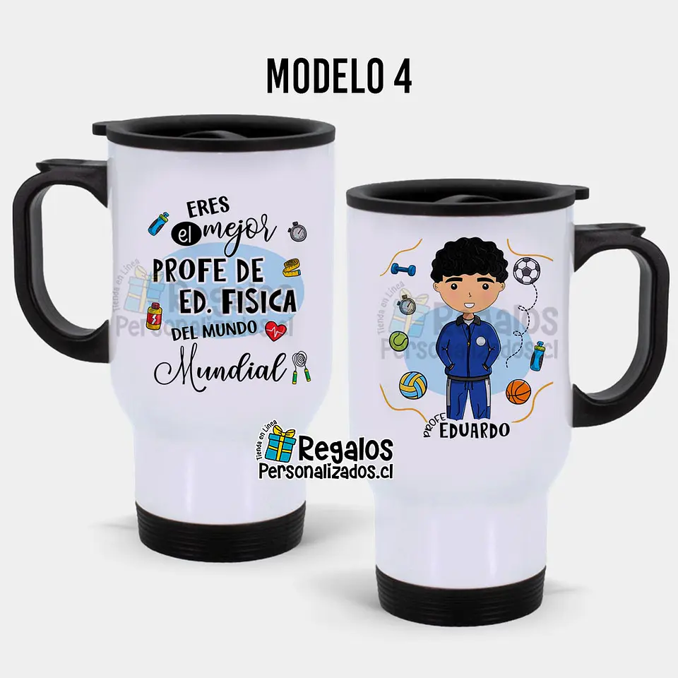 Mug térmico diseño Profesor de Ed. Fisica o entrenador 5
