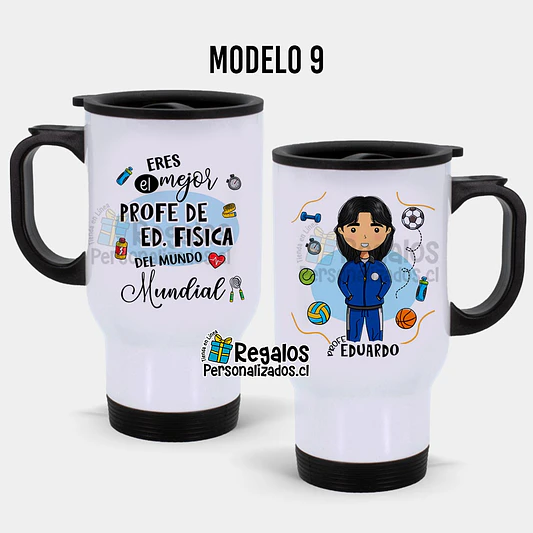 Mug térmico diseño Profesor de Ed. Fisica o entrenador 10
