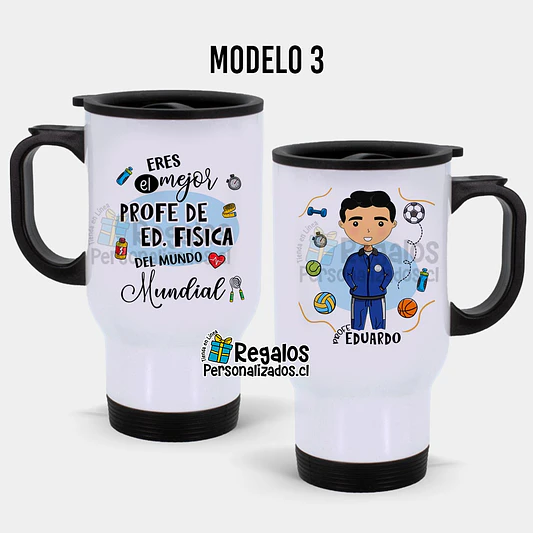 Mug térmico diseño Profesor de Ed. Fisica o entrenador 4
