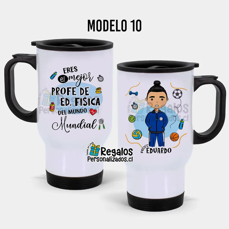 Mug térmico diseño Profesor de Ed. Fisica o entrenador 11