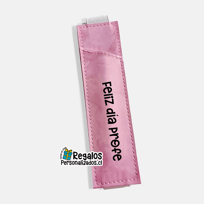 Portalápiz rosa con elástico personalizado 2