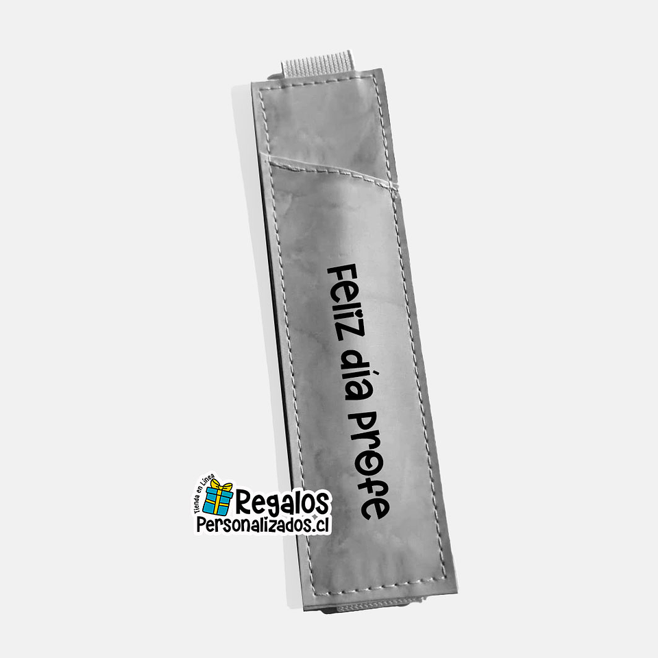 Portalápiz gris con elástico personalizado 1
