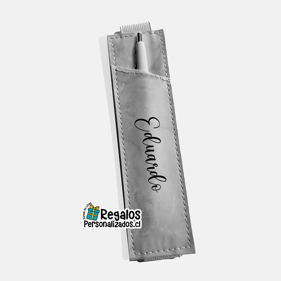 Portalápiz gris con elástico personalizado 2