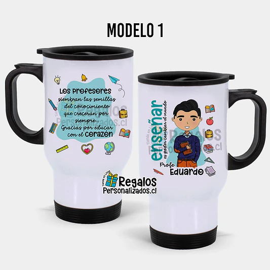 Mug térmico diseño área Educación varón 2