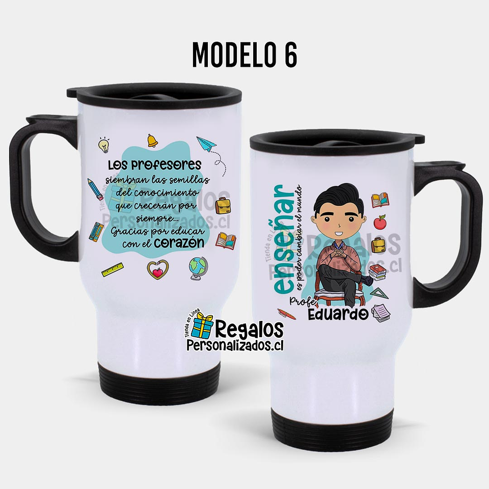 Mug térmico diseño área Educación varón 7