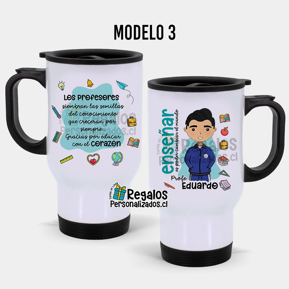 Mug térmico diseño área Educación varón 4