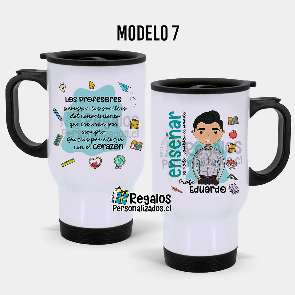 Mug térmico diseño área Educación varón 8
