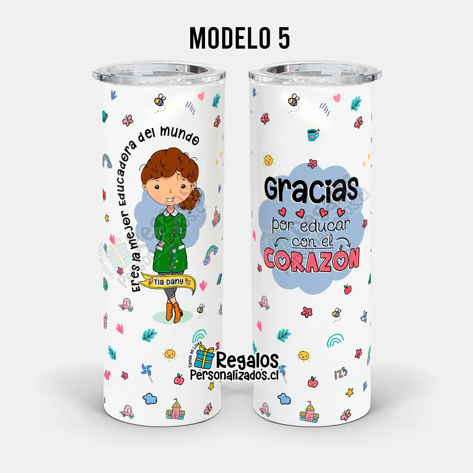Vaso térmico skinny diseño Educadora de Párvulos 8