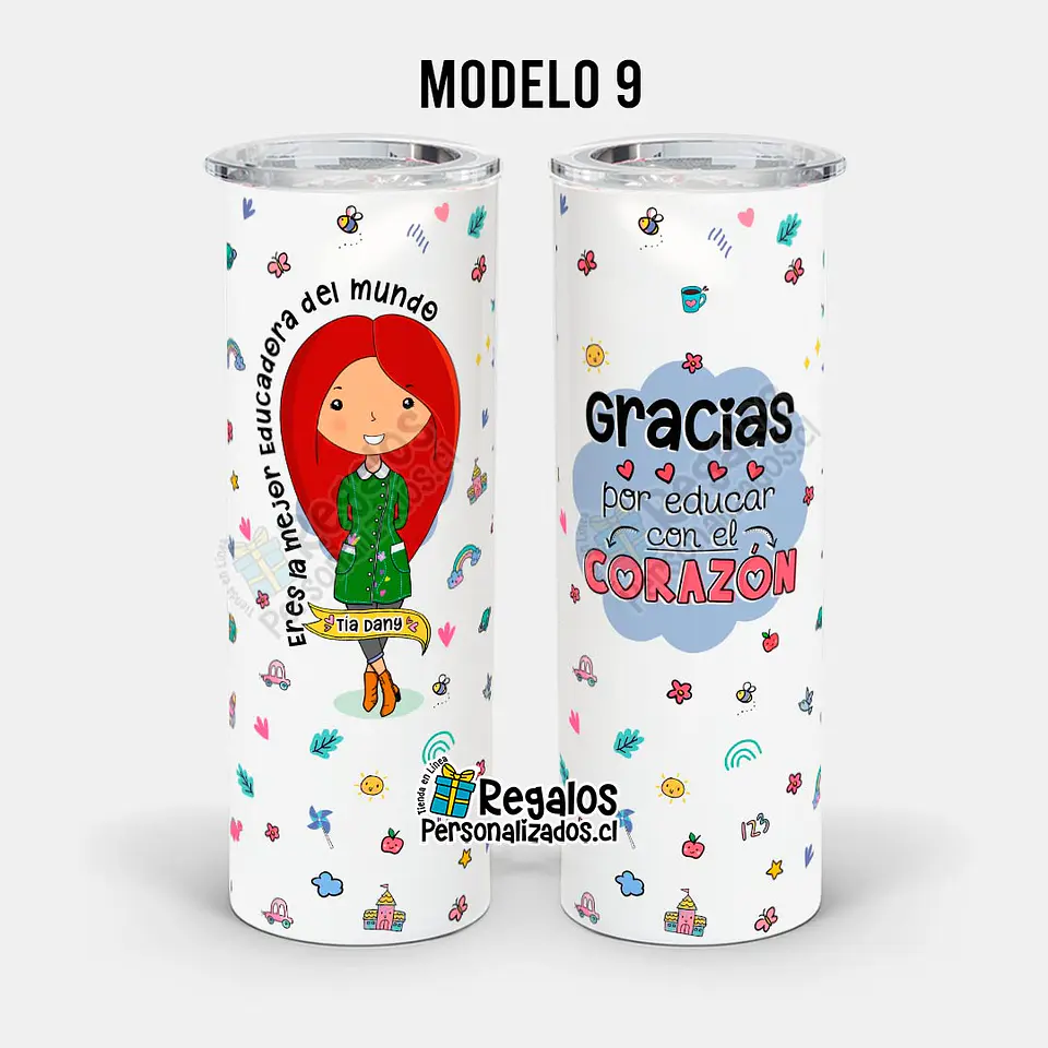 Vaso térmico skinny diseño Educadora de Párvulos 12