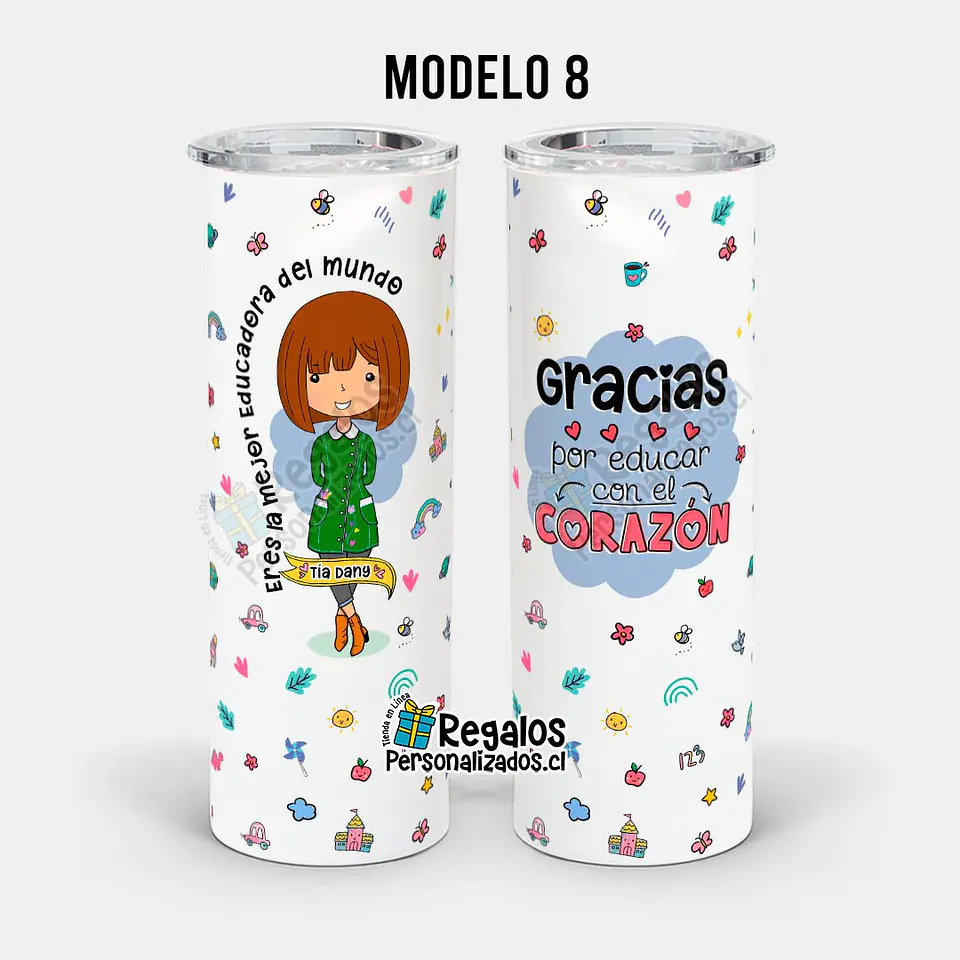 Vaso térmico skinny diseño Educadora de Párvulos 11