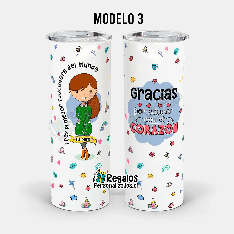 Vaso térmico skinny diseño Educadora de Párvulos 6