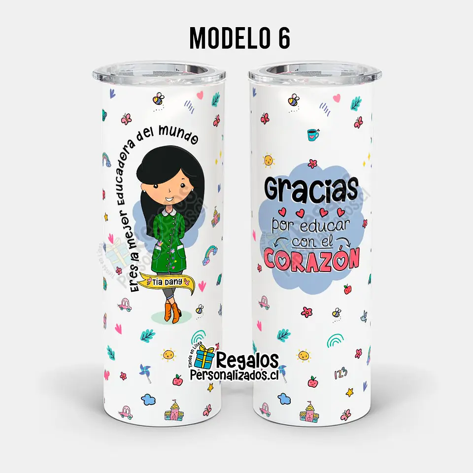 Vaso térmico skinny diseño Educadora de Párvulos 9