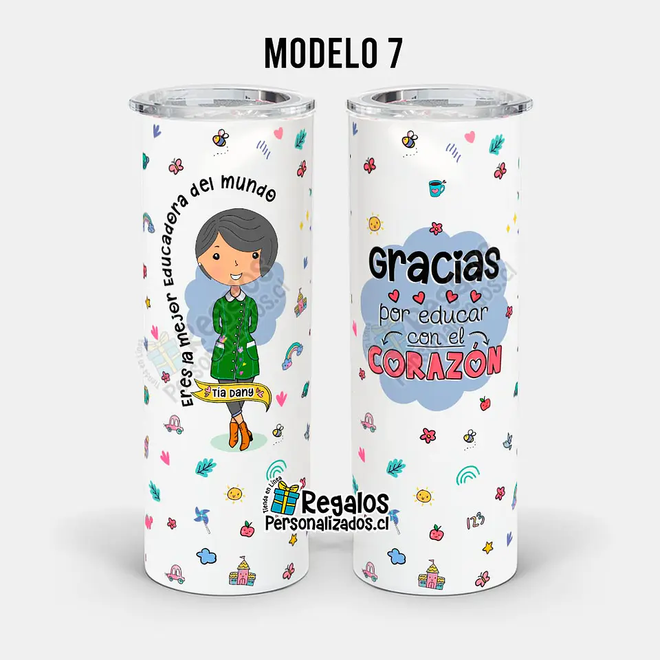 Vaso térmico skinny diseño Educadora de Párvulos 10