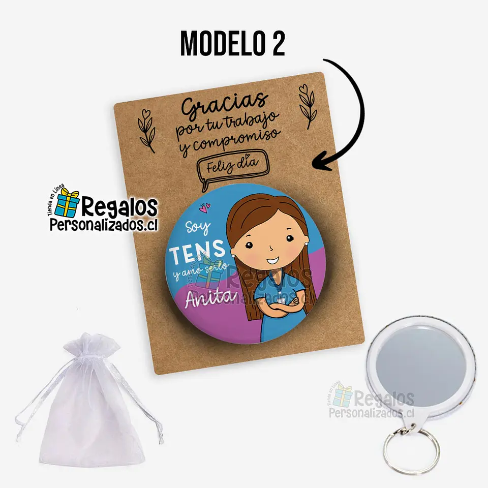 Llavero espejo diseño Tens Mujer 3