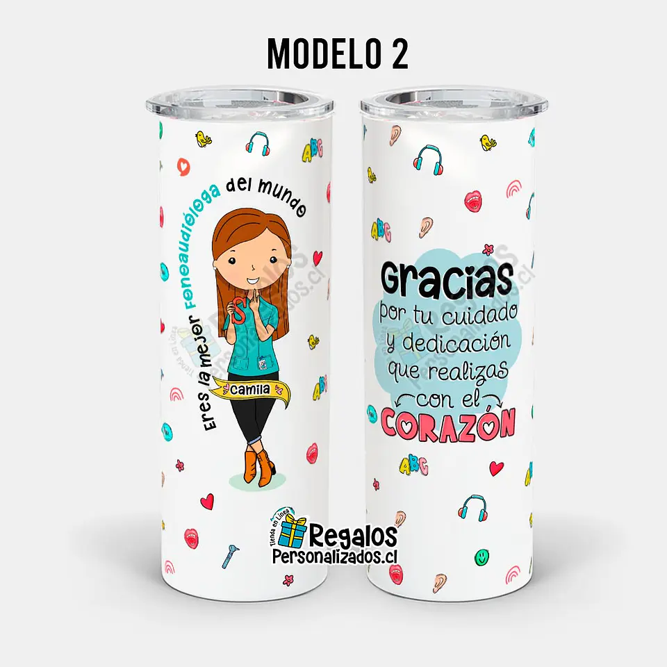 Vaso térmico skinny diseño Fonoaudióloga 3