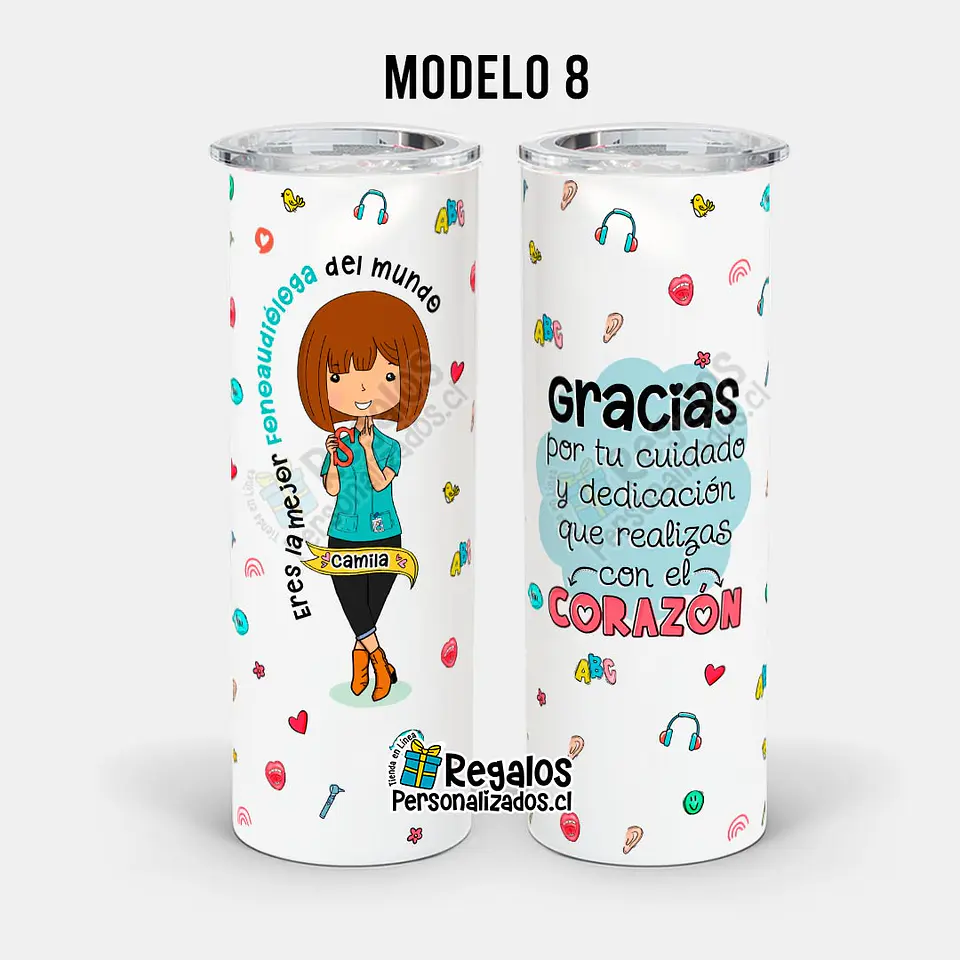 Vaso térmico skinny diseño Fonoaudióloga 9