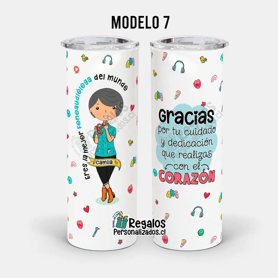 Vaso térmico skinny diseño Fonoaudióloga 8