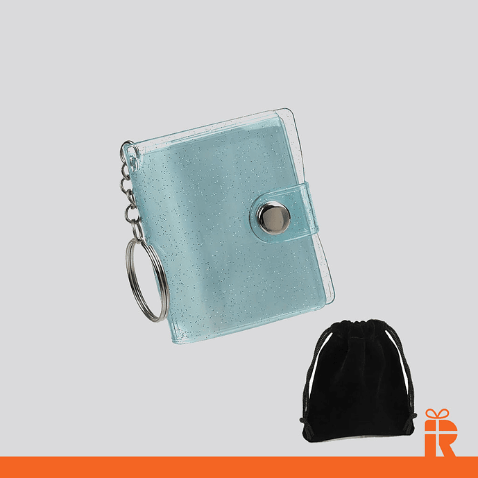 Mini album llavero celeste con fotos 2