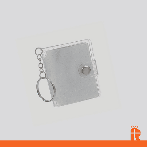 Mini album llavero blanco glitter con fotos