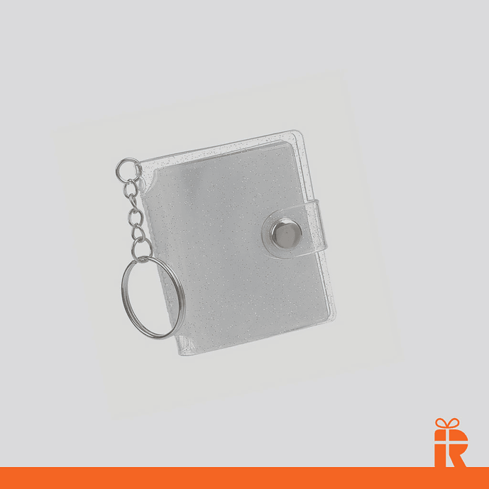 Mini album llavero blanco glitter con fotos 1