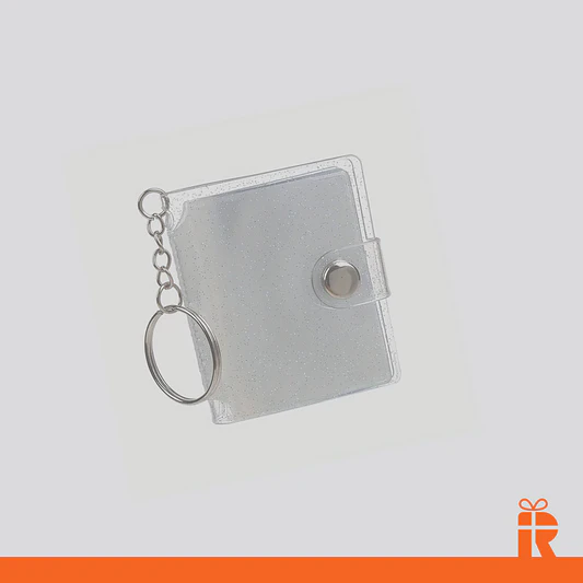 Mini album llavero blanco glitter con fotos 1