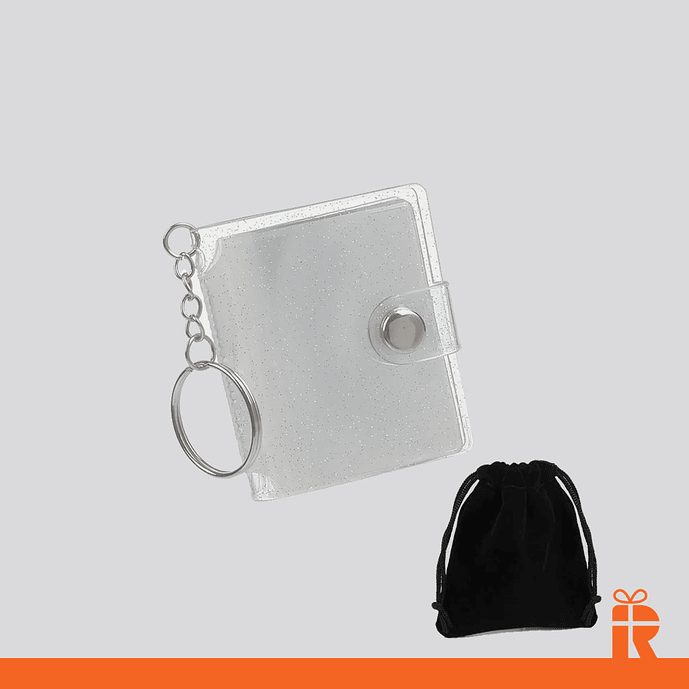 Mini album llavero blanco glitter con fotos 3