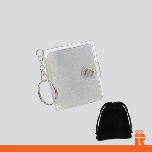 Mini album llavero blanco glitter con fotos 3