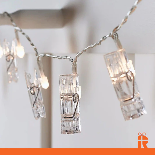 Guirnalda luces clip con enchufe y 20 fotos  2