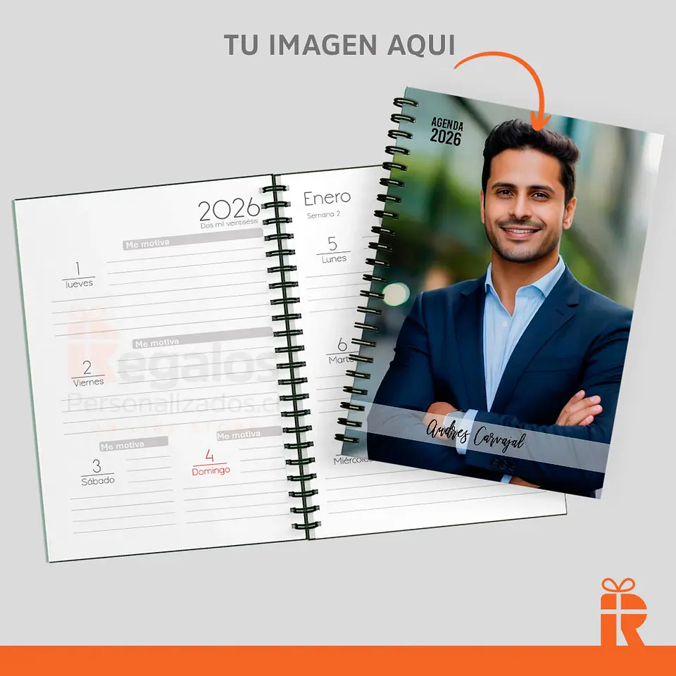 Agenda clásica fechada 2026, tapas personalizadas 1