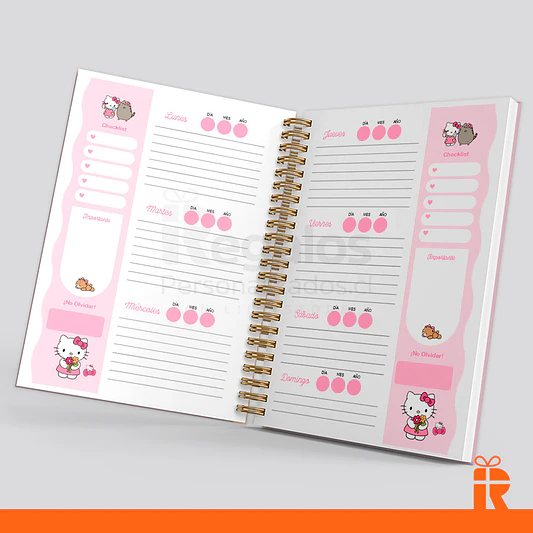 Agenda planificador Hello Kitty, tapas personalizadas 4