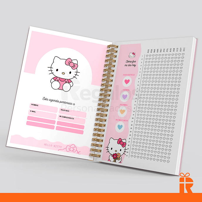 Agenda planificador Hello Kitty, tapas personalizadas 5