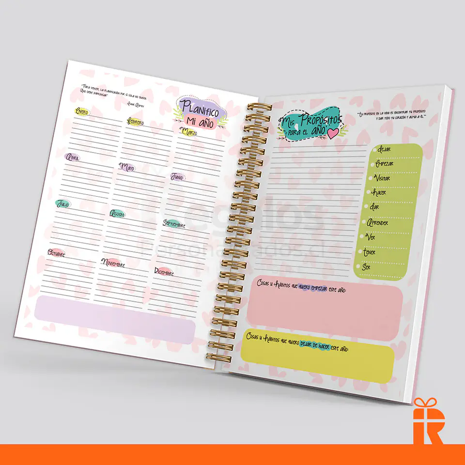 Agenda planificador femenino, tapas personalizadas 3