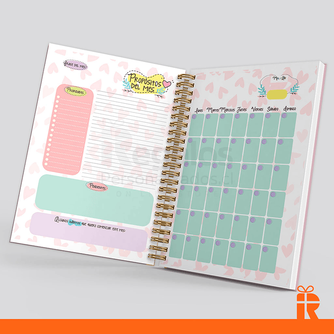 Agenda planificador femenino, tapas personalizadas 5