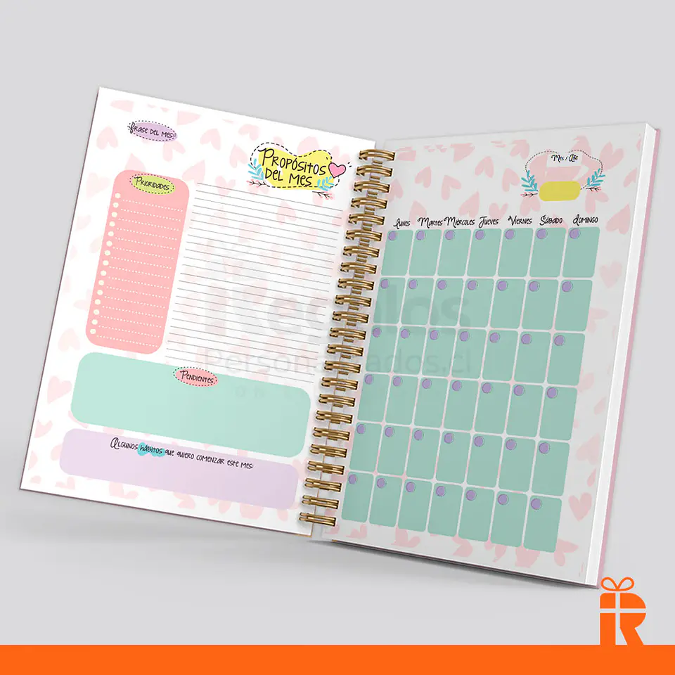 Agenda planificador femenino, tapas personalizadas 5