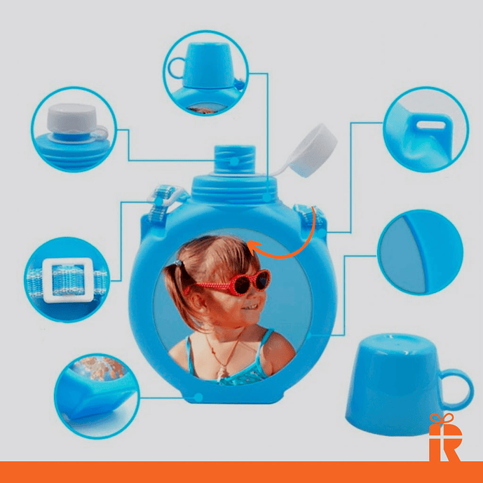 Botella cantimplora celeste personalizada 3