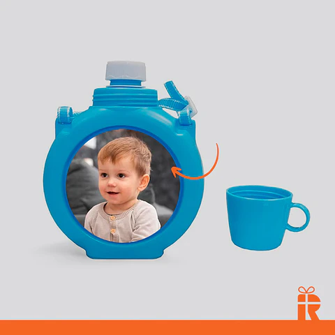 Botella cantimplora celeste personalizada