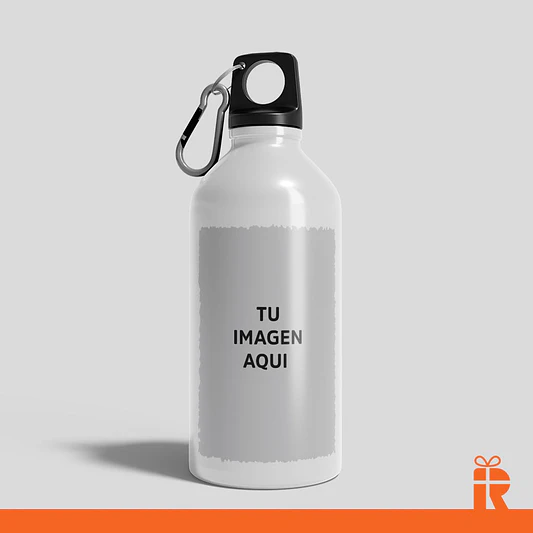 Botella tapa rosca y mosqueton 600cc, personalizada 1