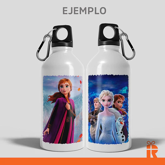 Botella tapa rosca y mosqueton 600cc, personalizada 3