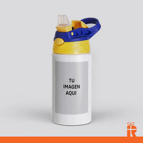 Botella niños azul/amarillo, 500cc personalizada