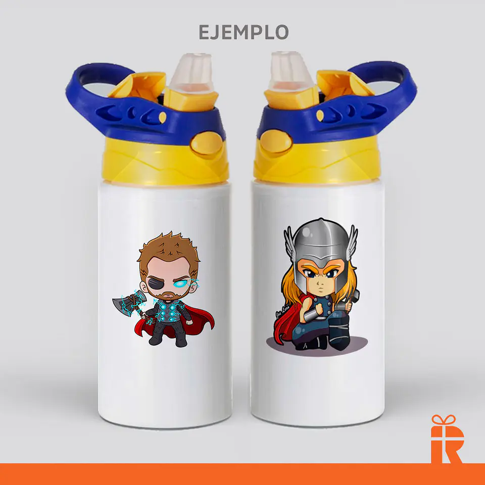 Botella niños azul/amarillo, 500cc personalizada 3