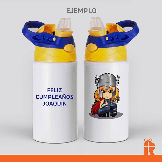 Botella niños azul/amarillo, 500cc personalizada 4