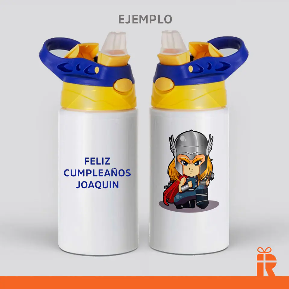 Botella niños azul/amarillo, 500cc personalizada 4