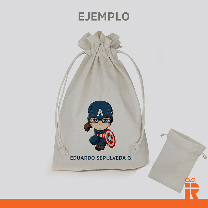 Saco algodón diseño escolar 20x29cm personalizado 2