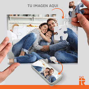 Puzzle en cajita metálica personalizado
