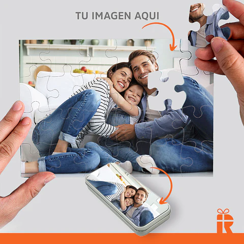 Puzzle en cajita metálica personalizado
